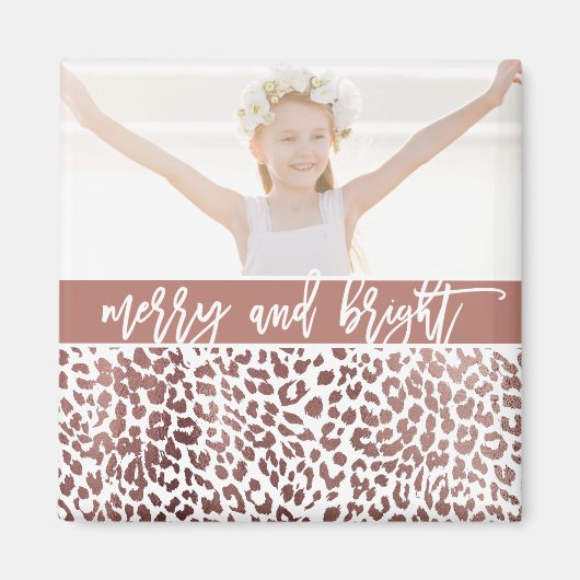 とBright Leopardメリー Printフォトホリデー マグネット (正面)