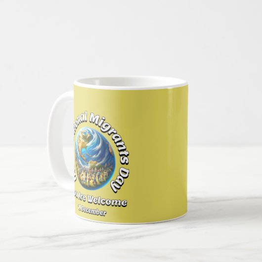 どういたしまして。移国際的動日 コーヒーマグカップ (正面左)