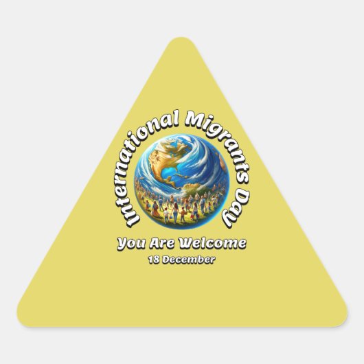 どういたしまして。移国際的動日 三角形シール (正面)