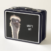 どうしたの?ダチョウ頭、顔、弁当箱 メタルランチボックス (裏面)