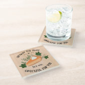 どうせ感謝して切る ガラスコースター (アングル)