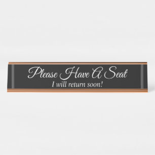 「どうぞお座りください」「すぐ戻ります！」 デスクネームプレート