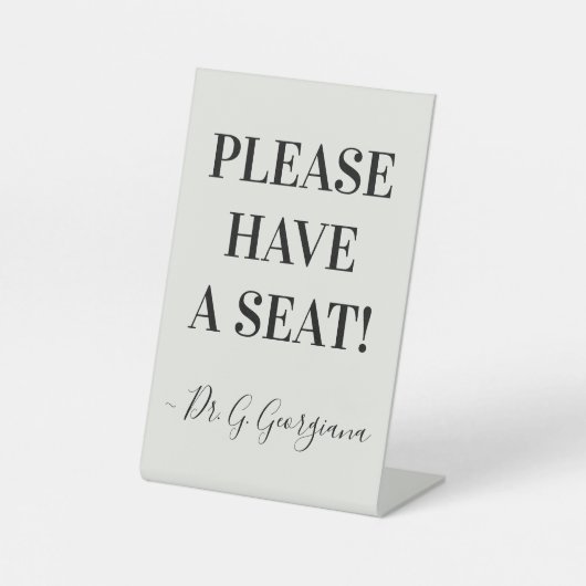 「どうぞお座りください!」 +名前 台座サイン (正面)