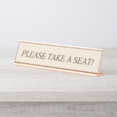 「どうぞお座り下さい!」と掃除をします。 デスクネームプレート (正面)