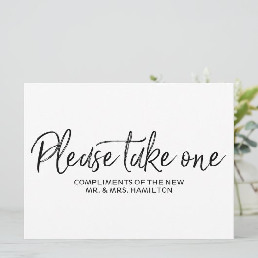 「どうぞ、一つ取ってください」結婚式の引き出物文字サイン 招待状 (スタンド正面)