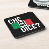 "どうだい？" イタリア語 フレーズ "Che Si Dice?" ブラック コースター (左側)