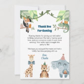 どうぶつのサファリパーティー　アニマル、来てくれてありがとうカード サンキューカード (正面)