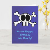 どくろ印の海賊テーマの誕生日 カード (黄色い花)