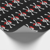 どくろ印の黒く赤い海賊 ラッピングペーパー (角)