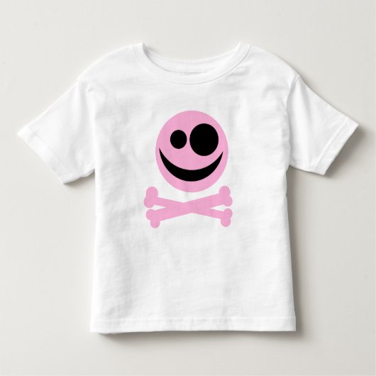 どくろ印。 ピンクおよび黒 トドラーTシャツ (正面)