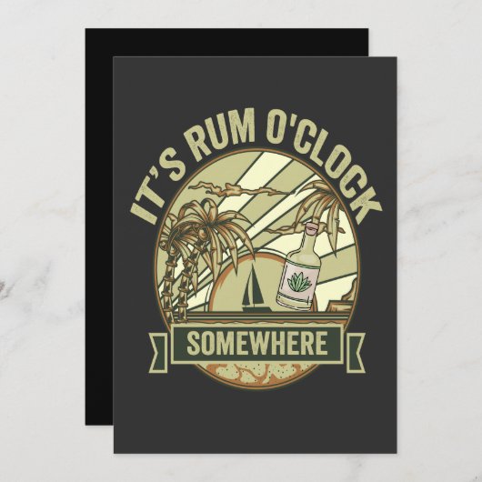 どこかでラモアクロック 面白い ヴィンテージ バケーション 招待状 (正面/裏面)