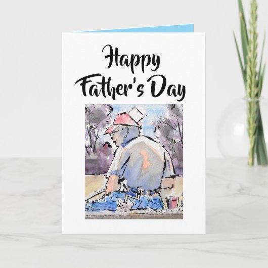 どこかで魚釣りシーズンだ！父の日を祝う カード (正面)