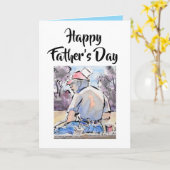どこかで魚釣りシーズンだ！父の日を祝う カード (黄色い花)
