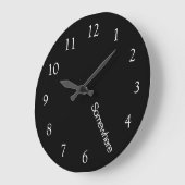 どこかで５時 ブラック ラージ壁時計 (傾斜)