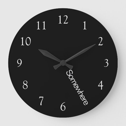 どこかで５時 ブラック ラージ壁時計 (正面)