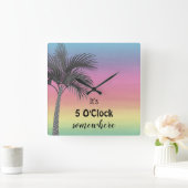 どこかで5時だ |トロピカルスクエアウォールCl スクエア壁時計 (ホーム)