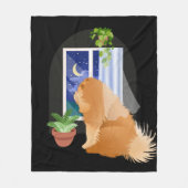 どこかどこかでチョウフリースブランケットブラック フリースブランケット (正面)