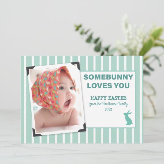 「どこかに愛する人」イースター・おもしろい・シック・カスタム写真 シーズンカード (スタンド正面)