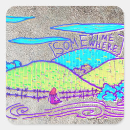 どこかに/銀色の背景の時 スクエアシール