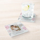 どこからともなくロマンチックなカップルを始パーソナライズされためた ガラスコースター (アングル)