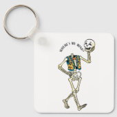 どこだっけ私の頭 Funny Halloween Skeleton Pattern W キーホルダー (正面)