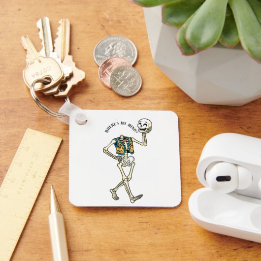 どこだっけ私の頭 Funny Halloween Skeleton Pattern W キーホルダー (デスク)