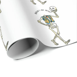 どこだっけ私の頭 Funny Halloween Skeleton Pattern W ラッピングペーパー