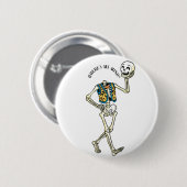 どこだっけ私の頭 Funny Halloween Skeleton Round Button 缶バッジ (正面&裏面)
