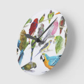 どこでもオウムの恋人のためのギフト ラウンド壁時計 (傾斜)