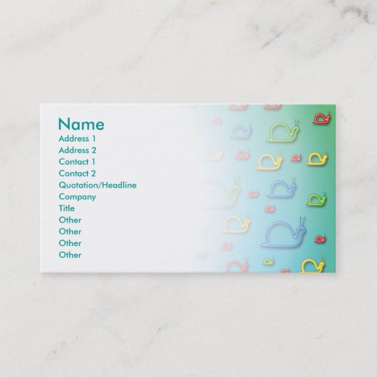 どこでもカラフルなかたつむり 名刺 (正面)