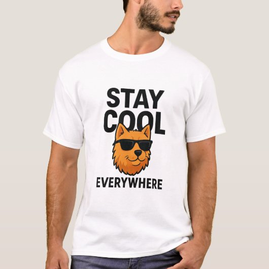 どこでもクールに過ごそう 犬 Tシャツ (正面)