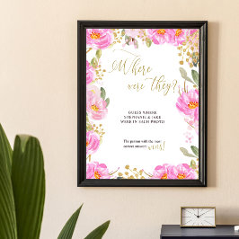 どこでピンクのフローラ結婚のブライダルシャワー ポスター