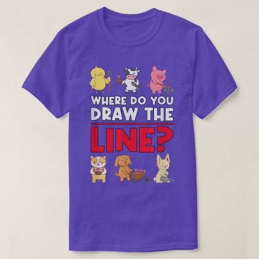 どこでライン野菜ベジタリアンフーを描画する Tシャツ (デザイン正面)