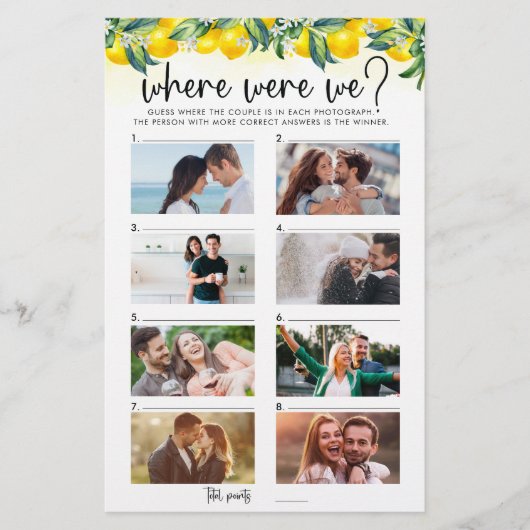 どこで我々はレモン柑橘類8カップルの写真をゲーム (正面)