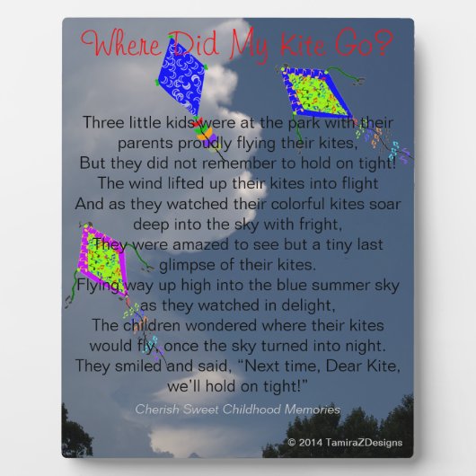 どこで私の凧は子供時代の思い出に行ったイーゼル フォトプラーク (正面)