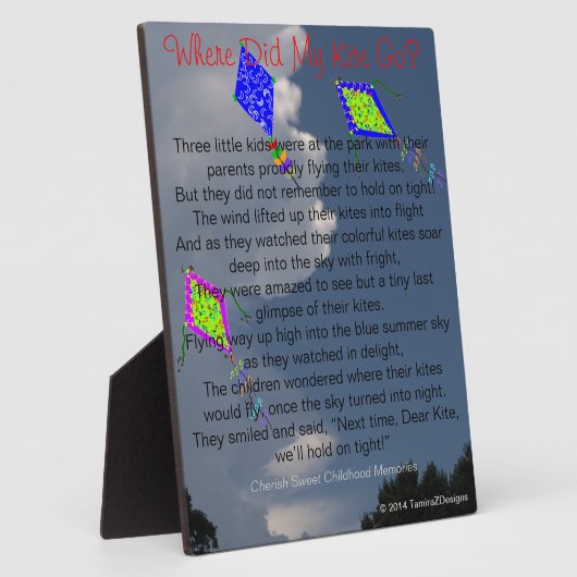 どこで私の凧は子供時代の思い出に行ったイーゼル フォトプラーク (側面)