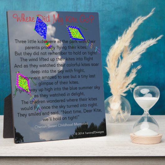 どこで私の凧は子供時代の思い出に行ったイーゼル フォトプラーク (側面)