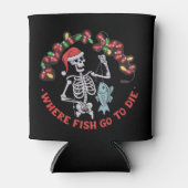 どこで魚が死ぬ漁師クリスマススケルトン 缶クーラー (正面)