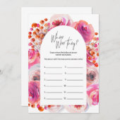 どこで 彼らは ブライダルシャワーの 花のアーチ ゲーム カード (正面/裏面)