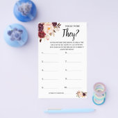 どこで 彼らは マルサラ  ブライダルシャワー ゲーム カード (シングル)