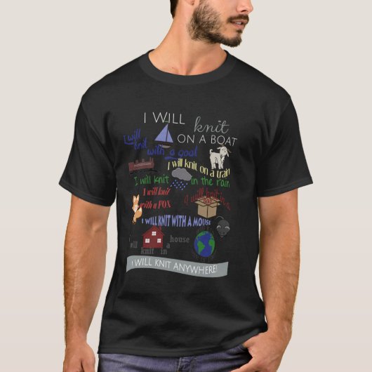 どこにいてもヤギと一緒にボートで編み物をする Tシャツ (正面)