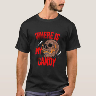 どこに僕のキャンディー - 炎のドクロハロウィントリック Tシャツ