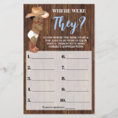 どこに彼らはオウムカウボーイベビーシャワーゲームカード チラシ (正面)