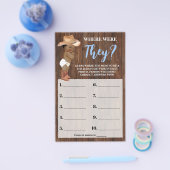 どこに彼らはオウムカウボーイベビーシャワーゲームカード チラシ (シングル)