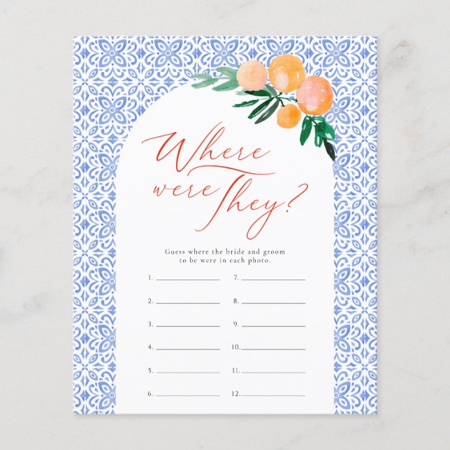 どこに彼らはオレンジスピリッツブライダルシャワーゲーム (正面)