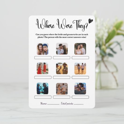 どこに彼らはブライダルシャワーゲームエレガントな結婚式 招待状 (スタンド正面)