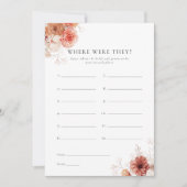 どこに彼らは秋フローラブライダルシャワーゲーム 招待状 (正面)