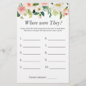 どこに彼らは赤面フローラブライダルシャワーゲーム チラシ (正面)