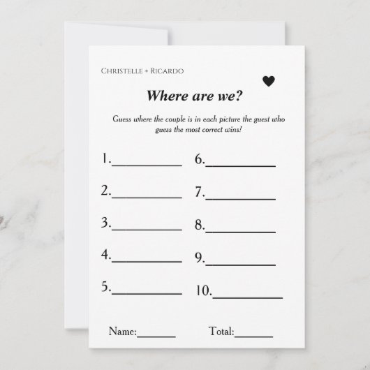 どこに我々旅行テーマゲームブライダルシャワー 案内状 (正面)