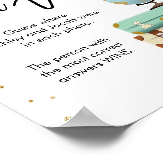 どこに旅行ブライダルシャワーのサインゲーム ポスター (角)